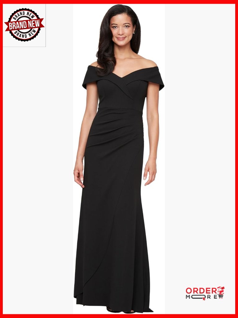 Off The Shoulder Stretch Crepe Dress With Fishtail Back